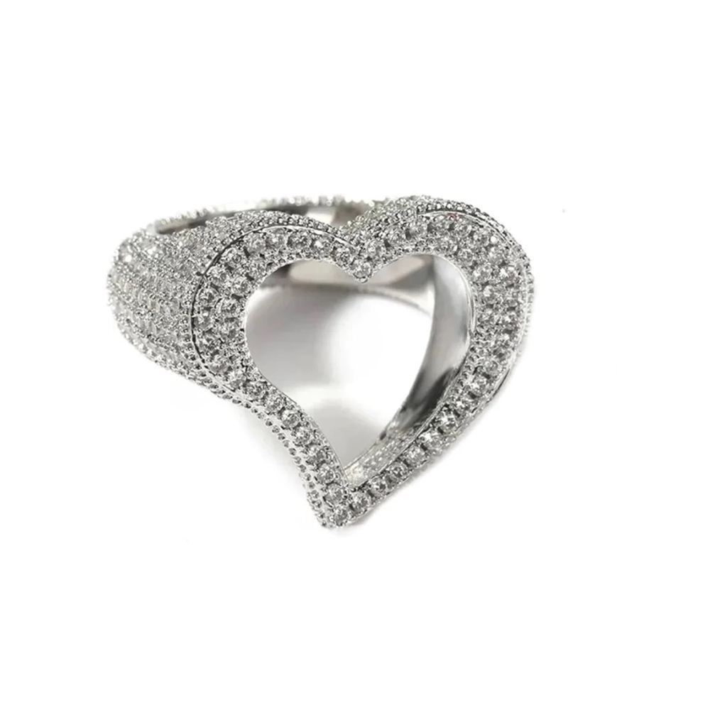 Open heart Silver Heart Ring size 8